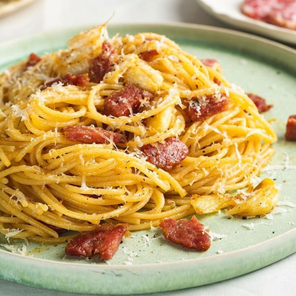 Spaghetti with Salame Cacciatore with spicy oil & Pecorino Romano